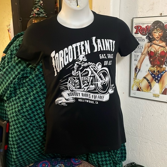 Forgoten saints Tops - Forgotten Saints short sleeve biker black tee-shirt Large